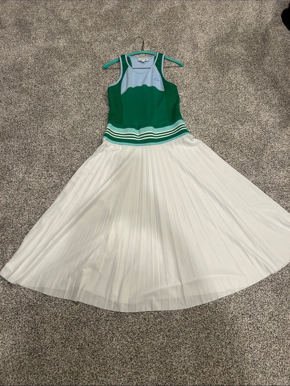 Lacoste Green and Blue Golf Mesh Sleeveless Dress